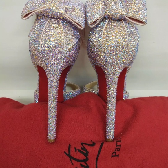 BARBIE pink LOUBOUTIN 💯% AUTHENTIC strass AB crystal 120mm - Picture 4 of 16